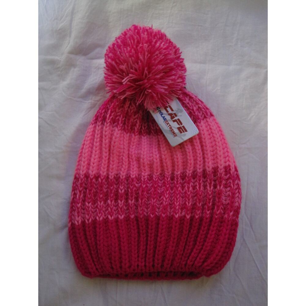 NEW Escape Polar Extreme‎ Winter Knit Hat Beanie Tuk Bright Pink Pom Pom Adult